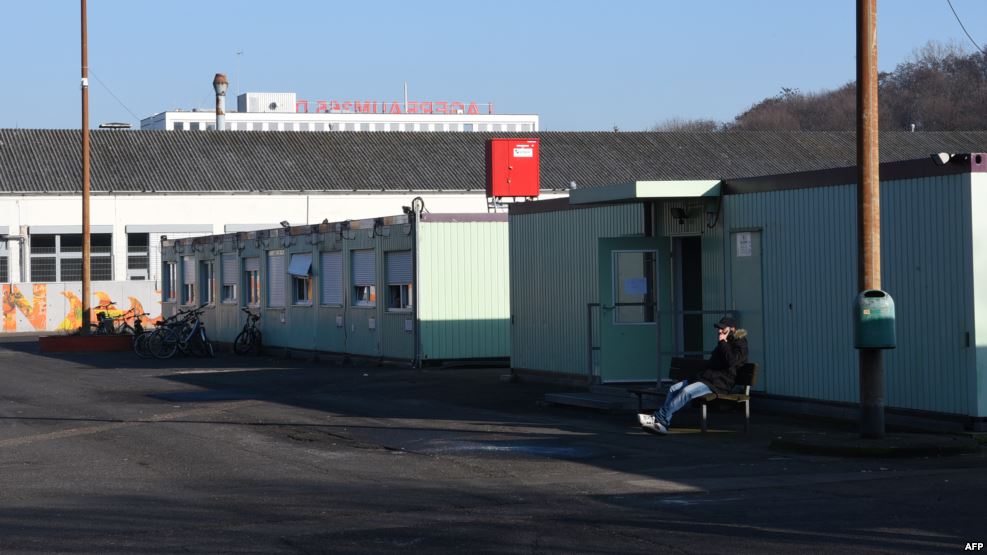 A refugee in a refugee camp in the east of the city of Cologne, Germany