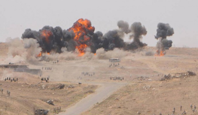 Coalition aircraft while conducting airstrikes against ISIS in Iraq.