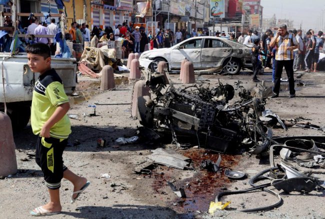 The aftermath of a bomb blast in Baghdad.