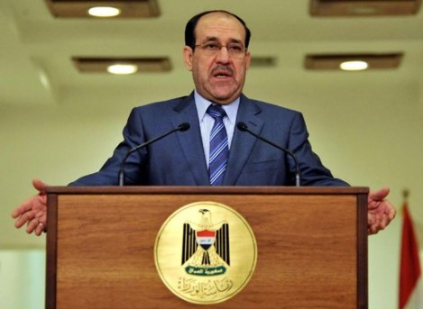  Iraqi Premier Nuri al-Maliki speaks during a press conference in Baghdad on October 22.