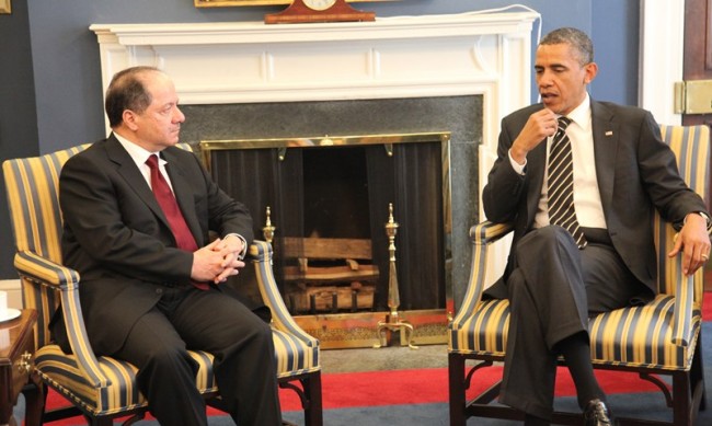  Obama receives Barzani, praises Peshmerga’s courage