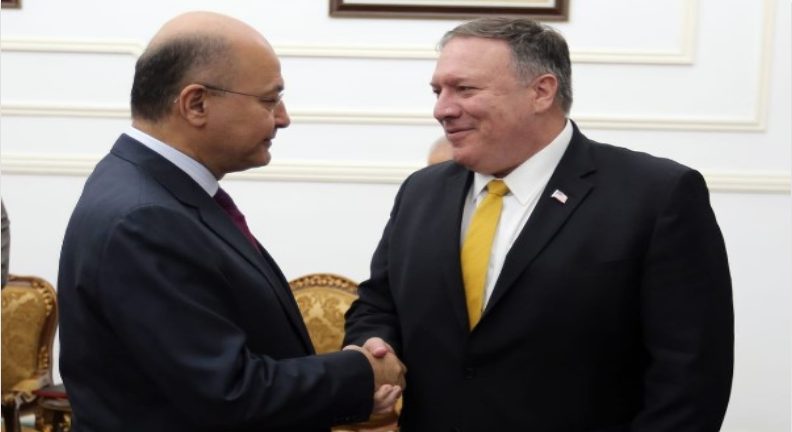  Iraqi president meets Pompeo on bilatreal relations, anti-terror efforts