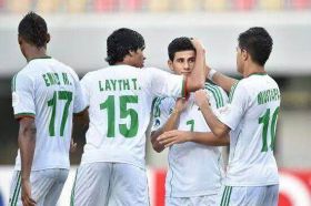 First half of Iraq Vs. Qatar match U 19,  ends 