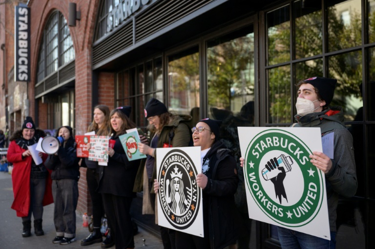  Starbucks staff go on strike in US stores over labor talks