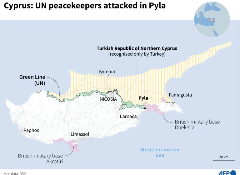  Tense calm in divided Cyprus after UN says peacekeepers attacked