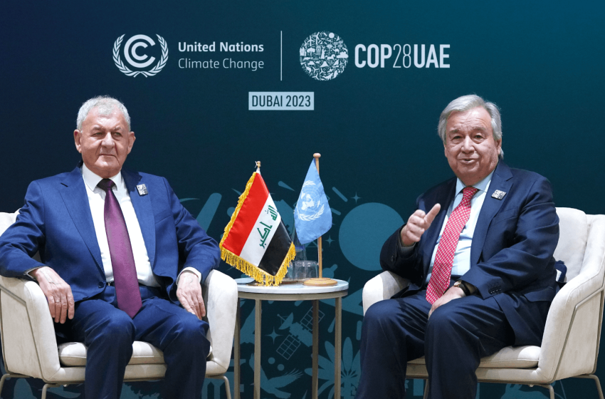  Iraqi President meets with the Secretary-General of the UN in Dubai