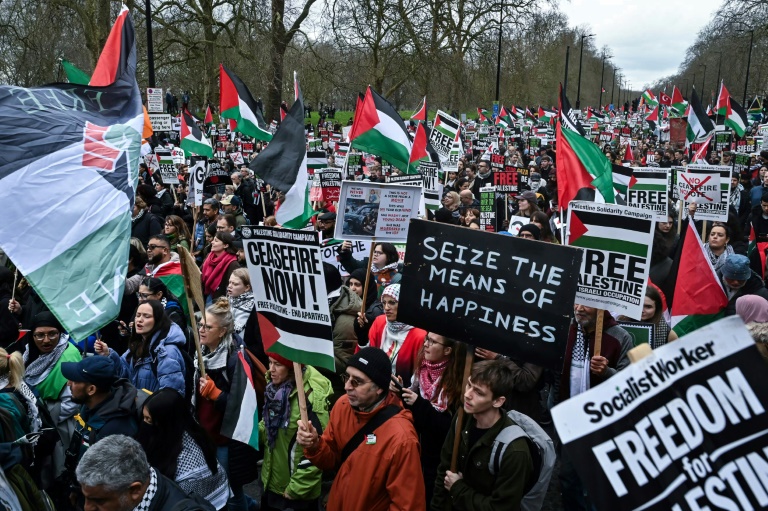  Thousands join pro-Palestinian march in London, 12 arrests