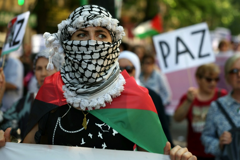  Thousands of pro-Palestinian protesters rally in Madrid